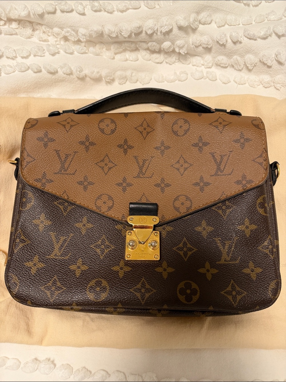 Louis Vuitton Two-Tone Monogram Satchel in Dark Brown and Tan